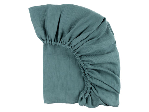 Spannbettlaken Musselin nilblau