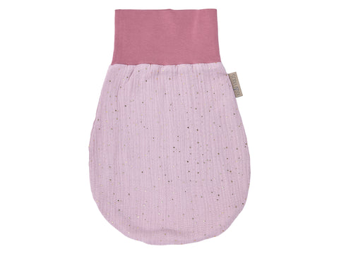 Strampelsack Herbst Winter Musselin goldene Punkte auf Rosa