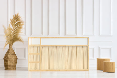 Hochbettvorhänge Set 2+1 Musselin beige Glitzer passend für Kura Bett