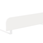 Das KraftKids Bettschutzgitter Rausallschutz in weiß bietet eine verstellbare Höhe und eine einfache Montage für einen sicheren Kinderschlaf. Es ist an einem schlichten weißen Bettrahmen mit hohem Kopfteil und abgewinkelten Beinen auf einem schlichten weißen Hintergrund angebracht.