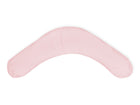 Ein hochwertiges Stillkissen kleine Blätter rosa auf Weiß von KraftKids wird in V-Form und ergonomischer Form auf weißem Hintergrund präsentiert.