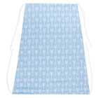 Der KraftKids Sonnensegel "weiße Pfeile auf Blau" besteht aus einem hellblauen Stoff mit weißem Pfeilmuster, der an eine Schürze mit sichtbaren weißen Bändern erinnert und für Kinderwagen geeignet ist.