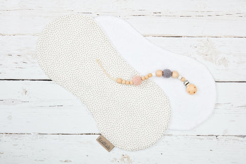 Spucktuch graue unregelmäßige Punkte auf Weiß