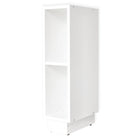 Das KraftKids Stauraumregal für Wickeltisch in Weiß, passend für 3er oder 4er Schubladen MALM Kommode, ist ein hohes Regal mit zwei offenen Fächern und Sockel im modernen Design, gezeigt vor weißem Hintergrund.